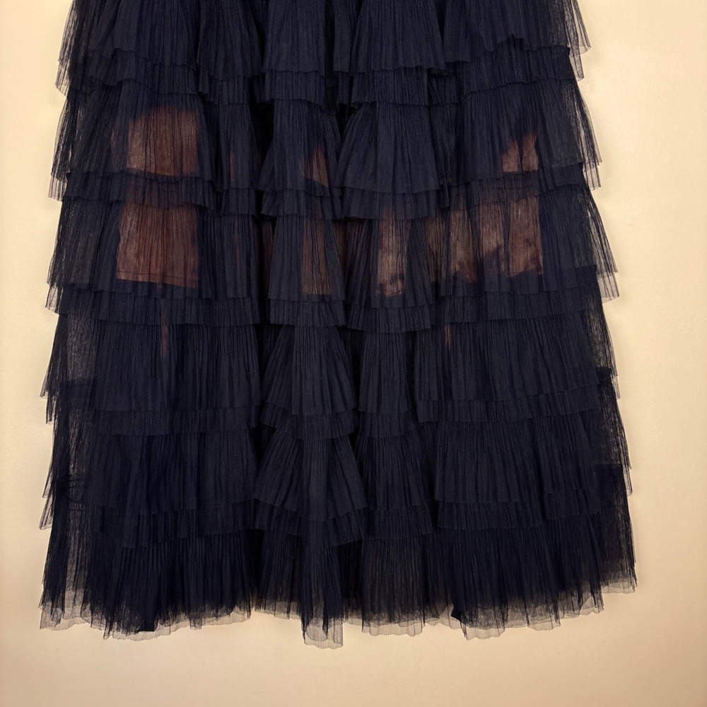MAJE Josepha Layered Tulle Midi Skirt In Black Women Size 40 Large Casual Party - Picture 5 of 12